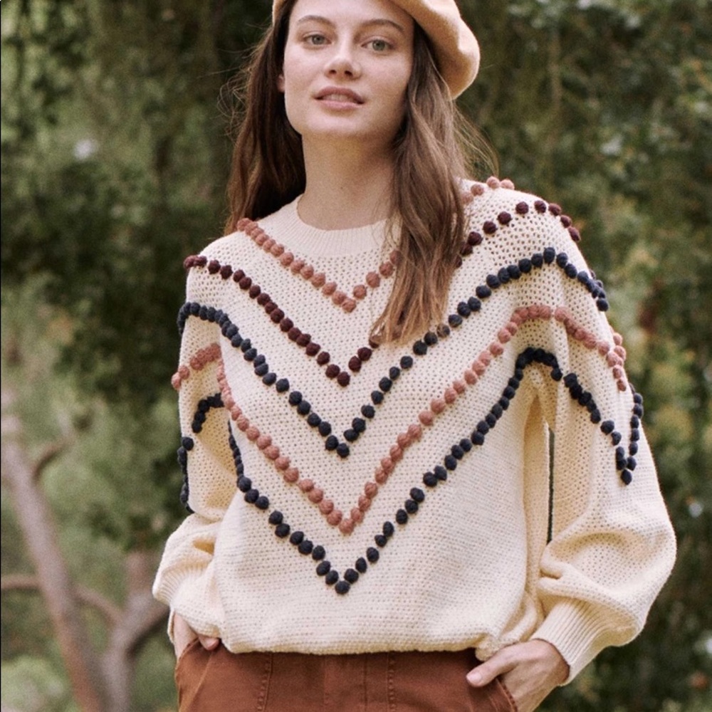 THE GREAT. Bobble Pullover in Cream NWT